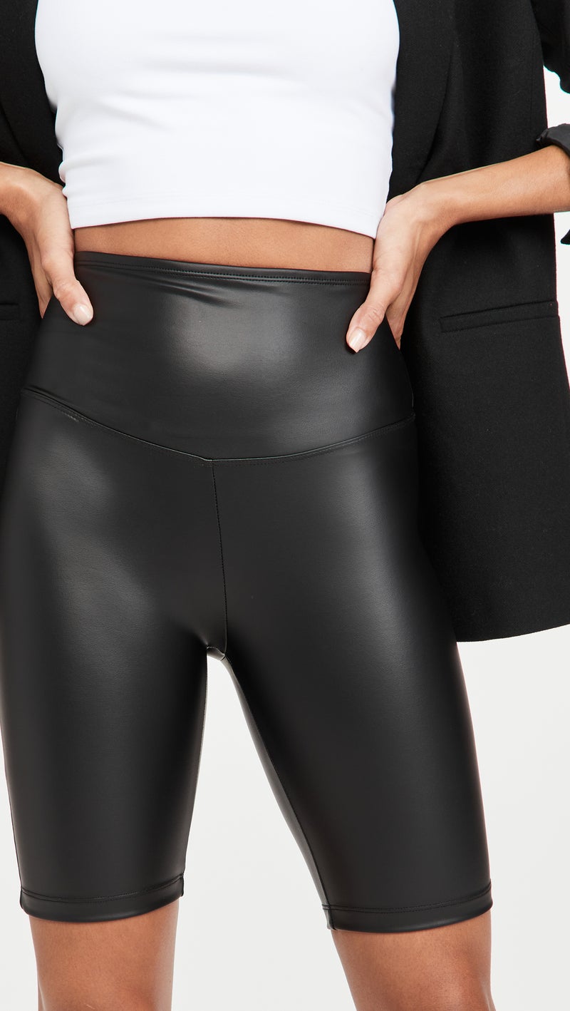Yummie Women's Faux Leather Biker Short, Black, X-Large - Image 2